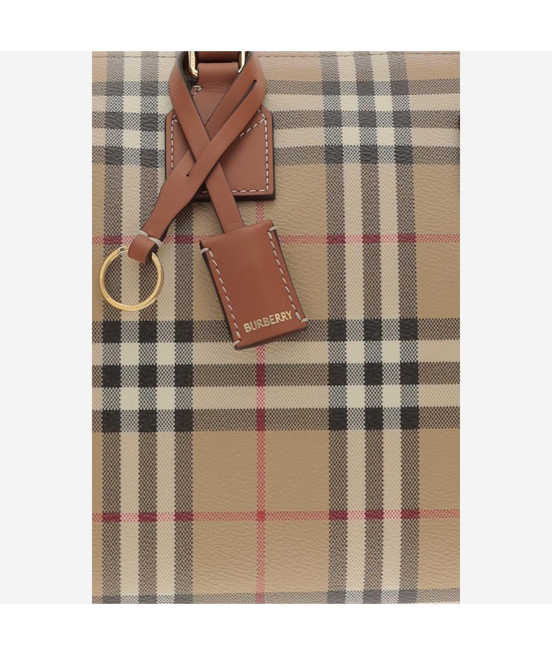 BURBERRY Красная хлопковая сумка тоут, фото 5