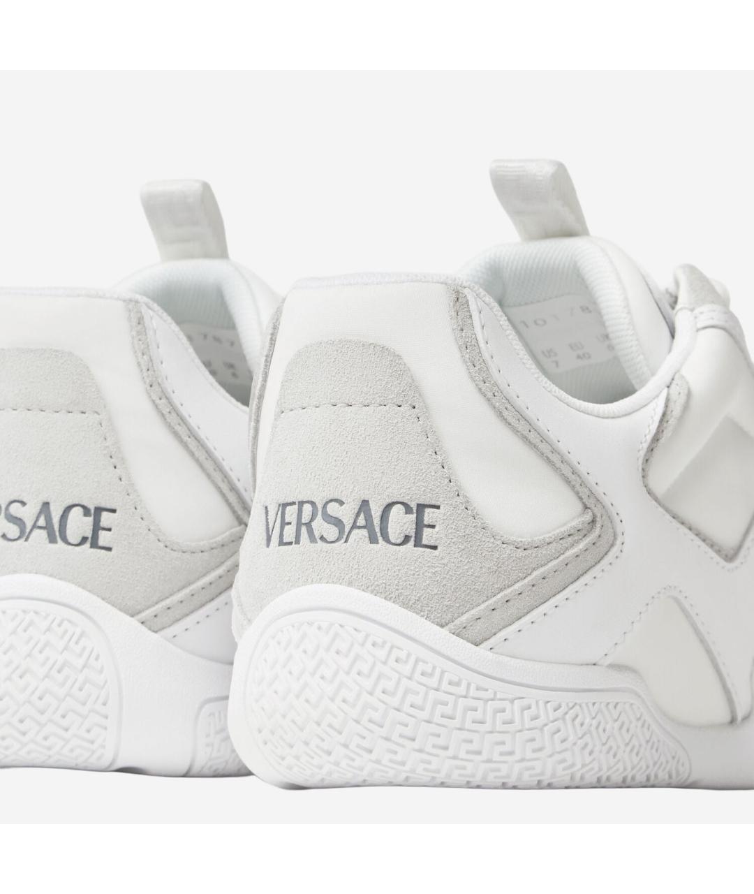 VERSACE Белые кожаные низкие кроссовки / кеды, фото 4