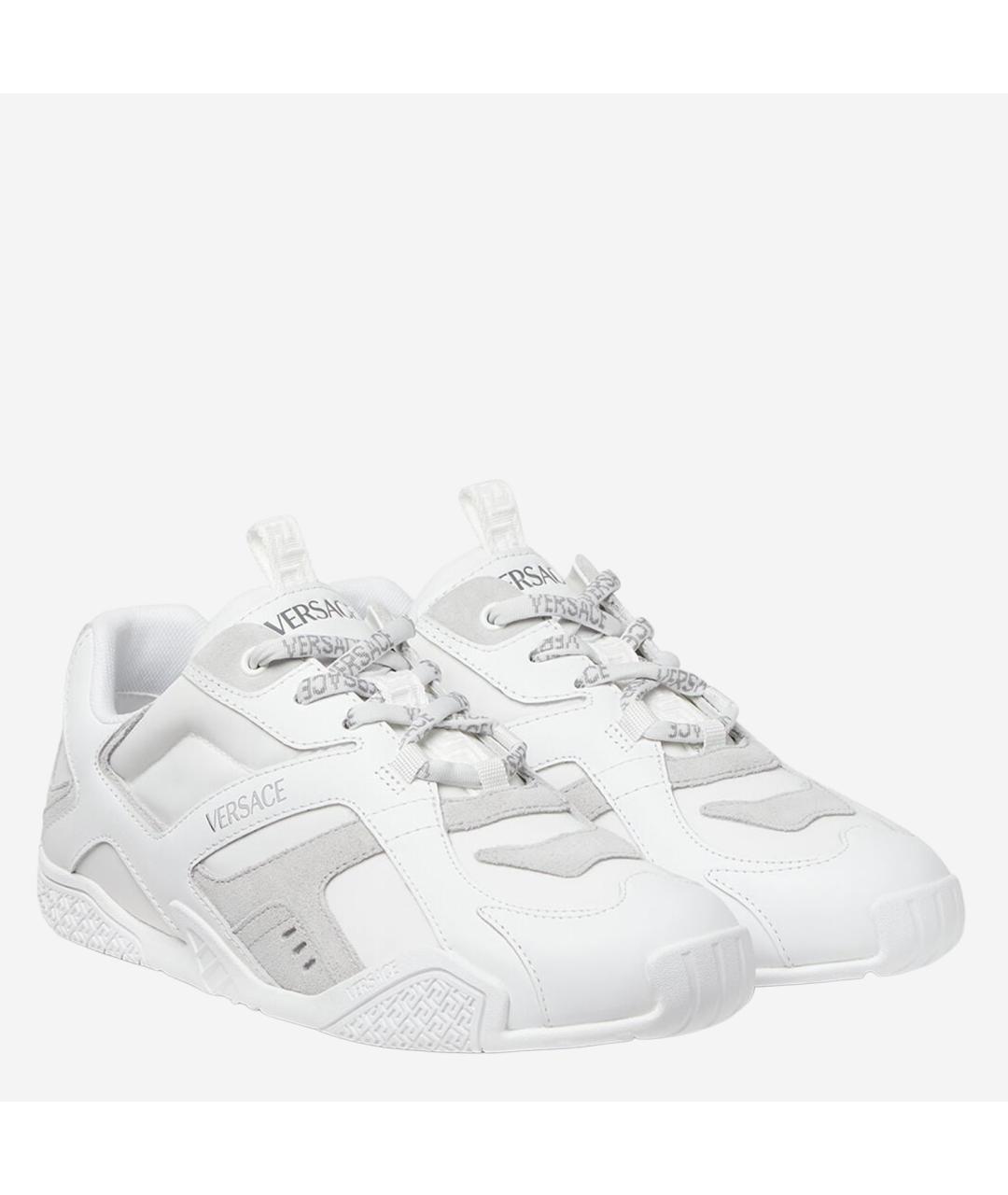VERSACE Белые кожаные низкие кроссовки / кеды, фото 3