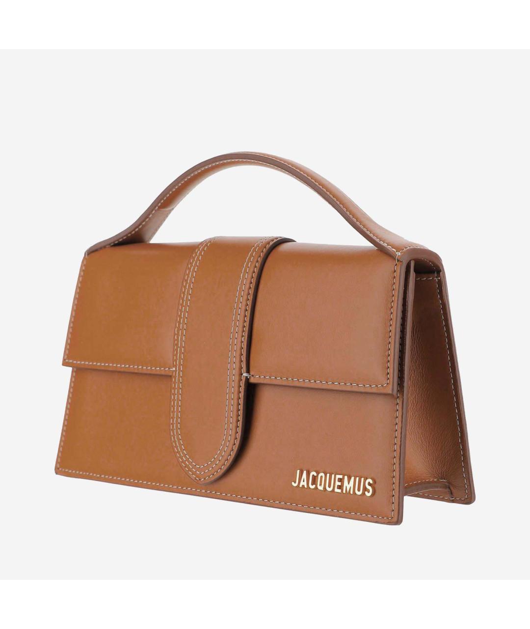 JACQUEMUS Коричневая кожаная сумка с короткими ручками, фото 2