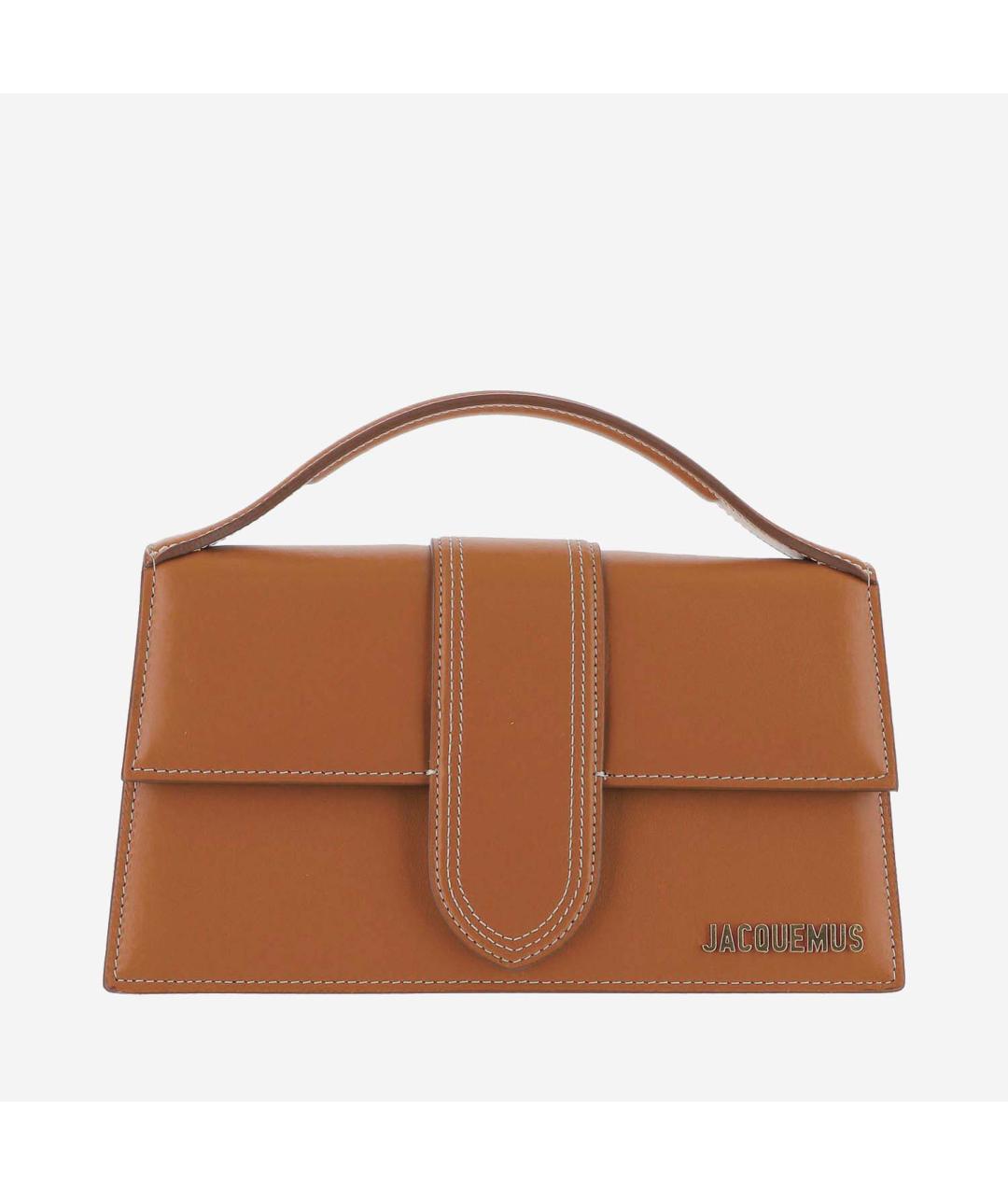 JACQUEMUS Коричневая кожаная сумка с короткими ручками, фото 6