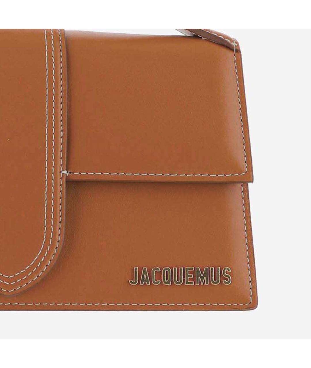 JACQUEMUS Коричневая кожаная сумка с короткими ручками, фото 5
