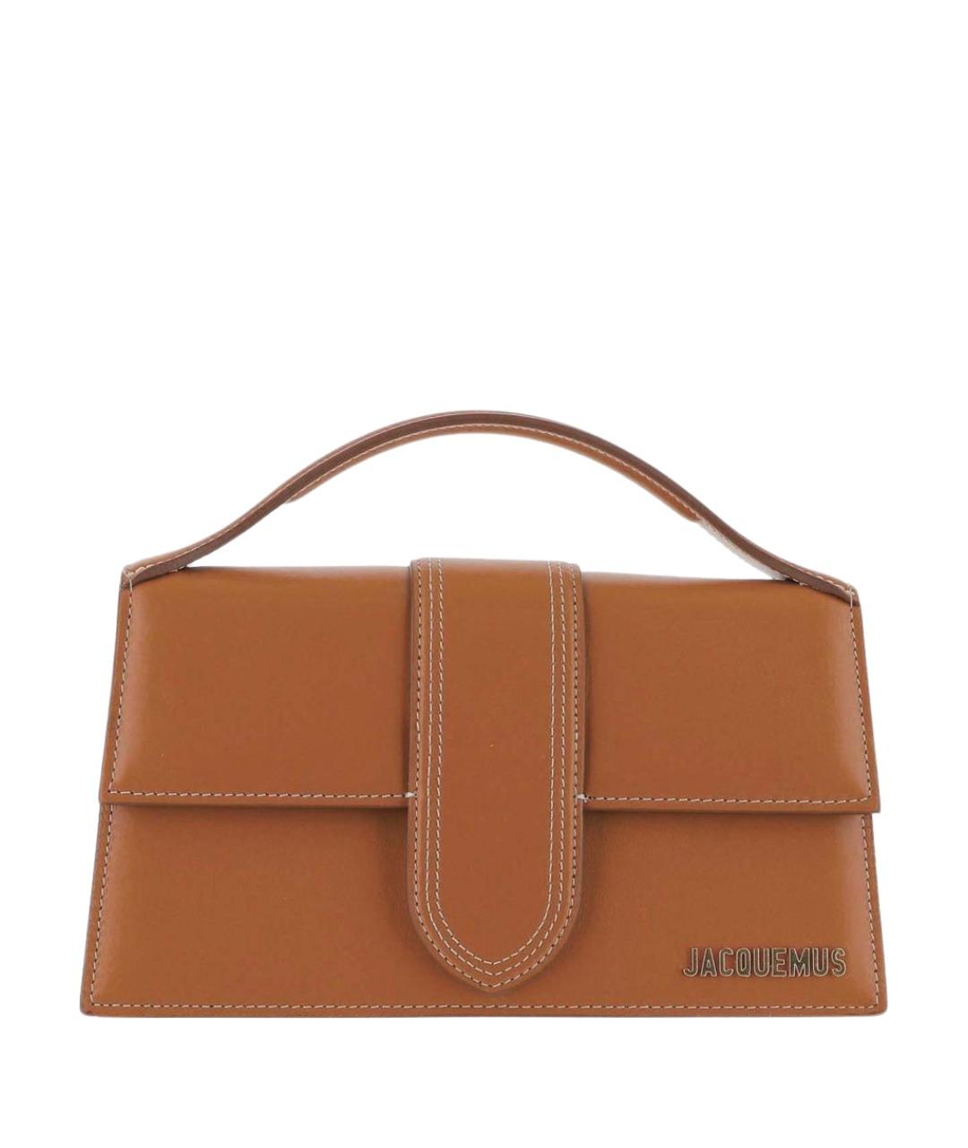 JACQUEMUS Коричневая кожаная сумка с короткими ручками, фото 1