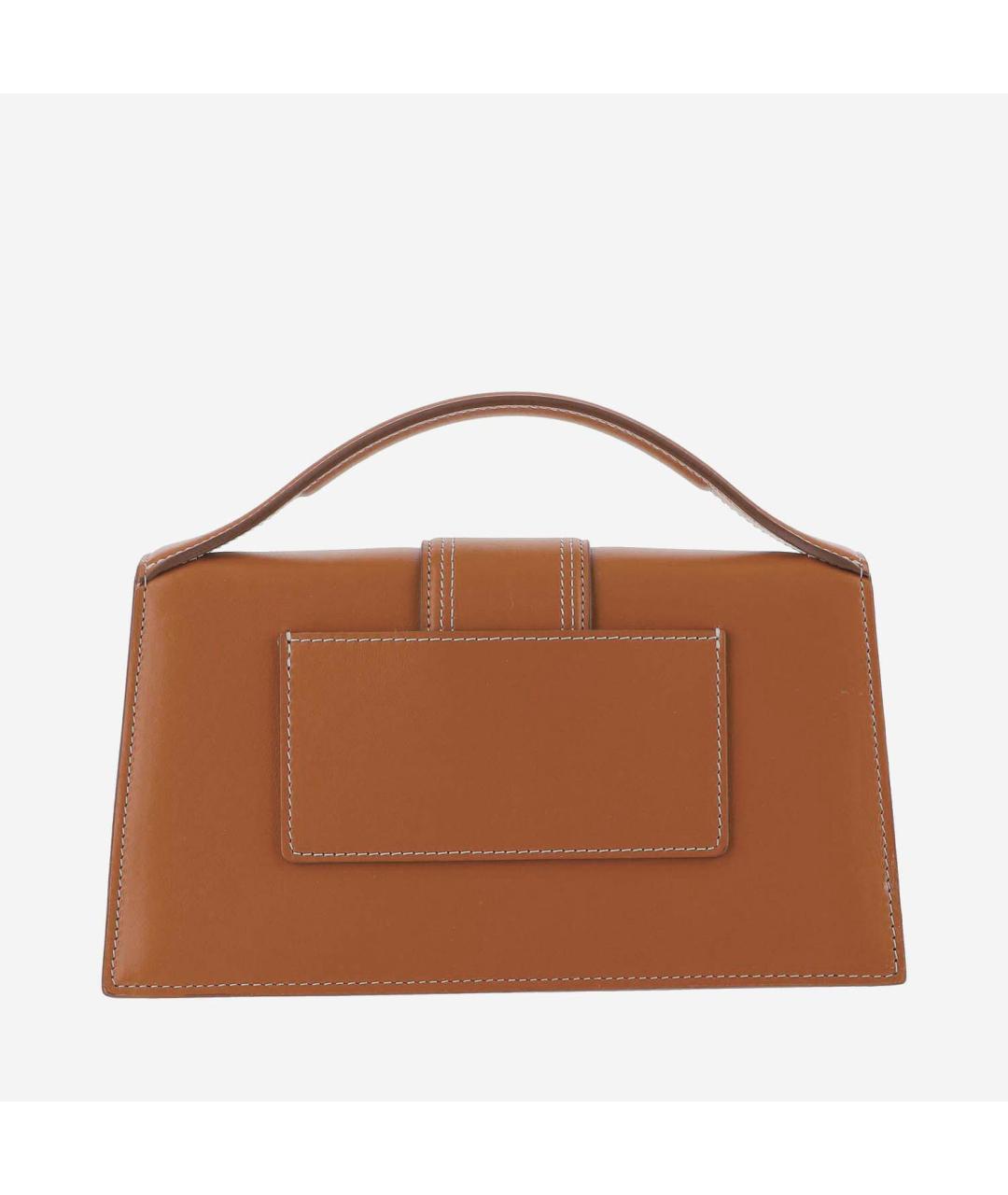 JACQUEMUS Коричневая кожаная сумка с короткими ручками, фото 3