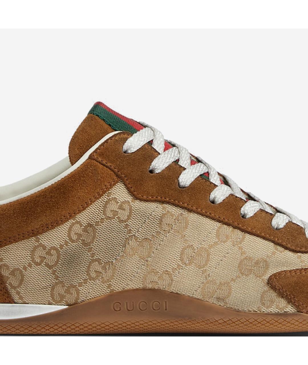 GUCCI Коричневые кожаные низкие кроссовки / кеды, фото 5