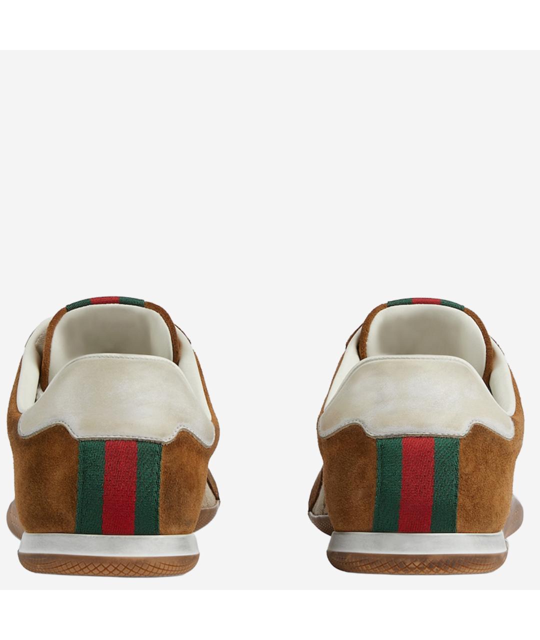 GUCCI Коричневые кожаные низкие кроссовки / кеды, фото 3