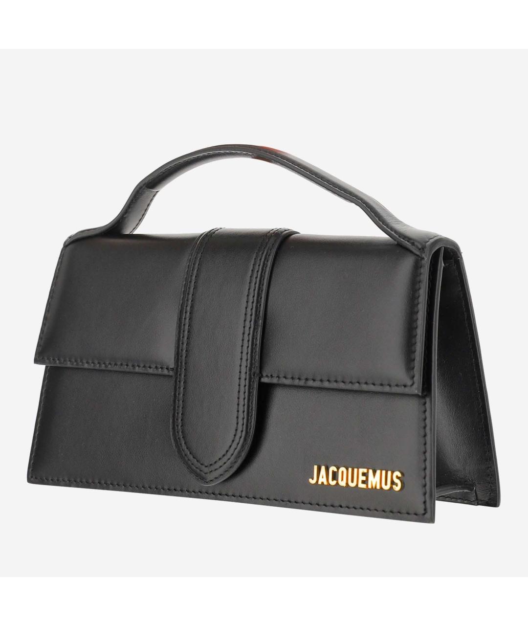 JACQUEMUS Черная кожаная сумка тоут, фото 2