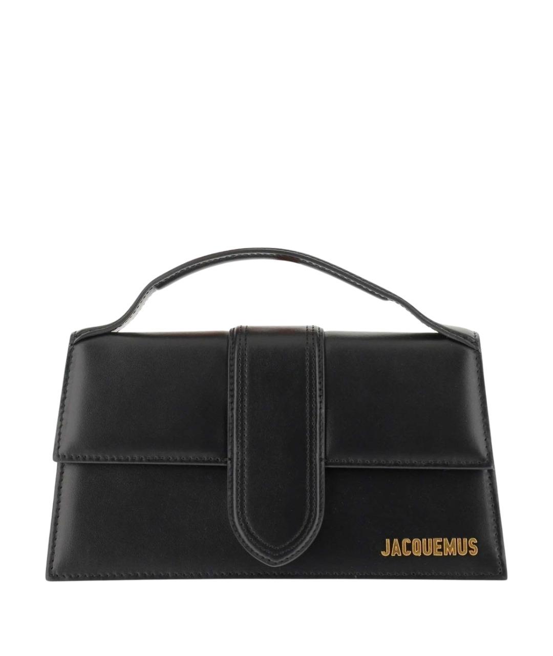 JACQUEMUS Черная кожаная сумка тоут, фото 1