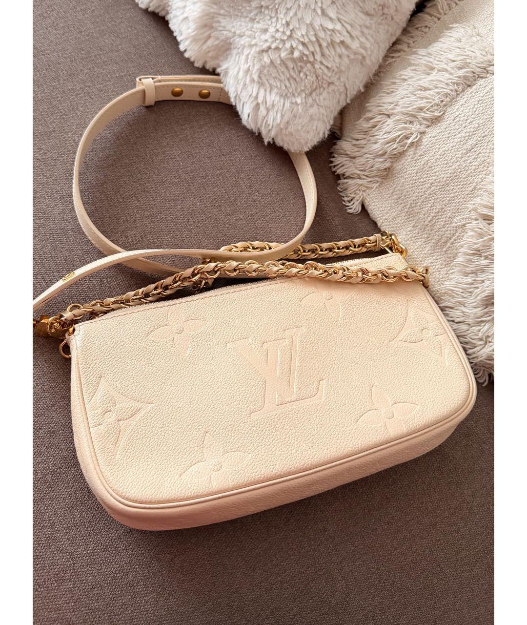 LOUIS VUITTON Бежевая кожаная сумка через плечо, фото 3