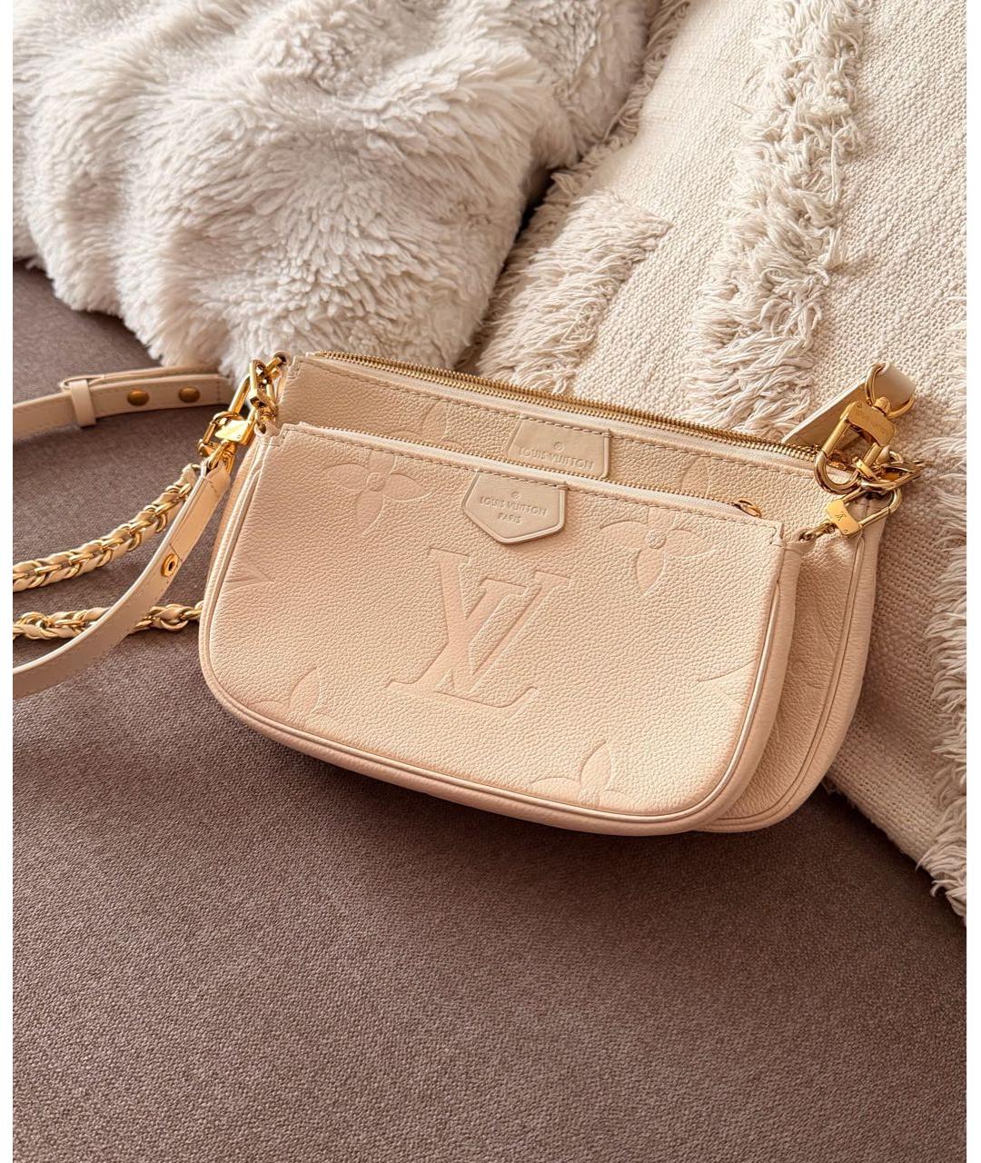 LOUIS VUITTON Бежевая кожаная сумка через плечо, фото 5