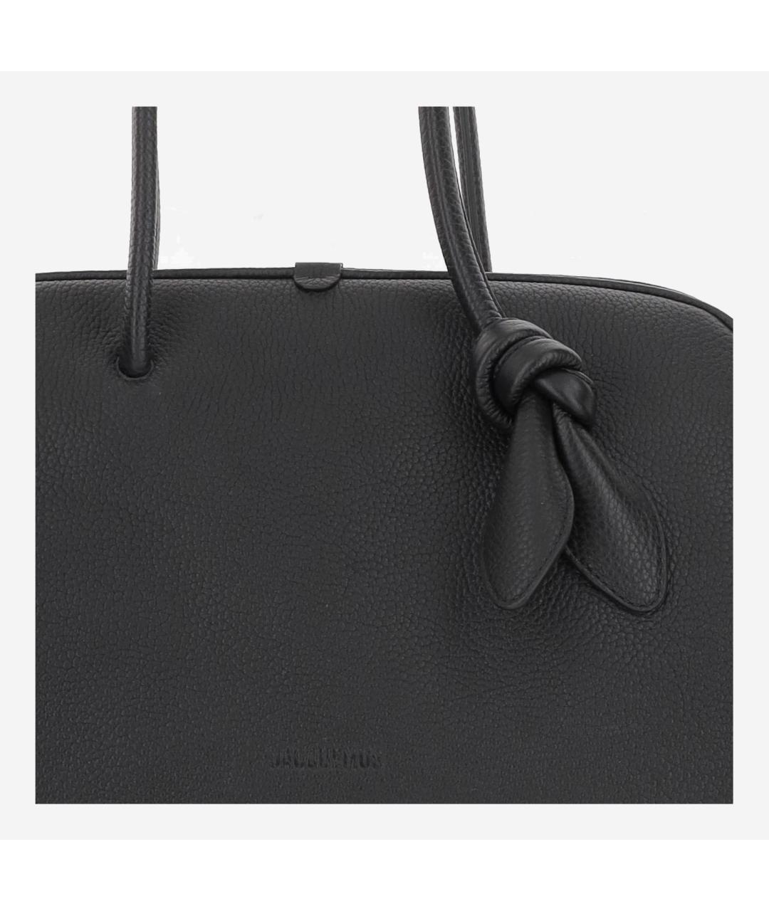 JACQUEMUS Черная кожаная сумка тоут, фото 4