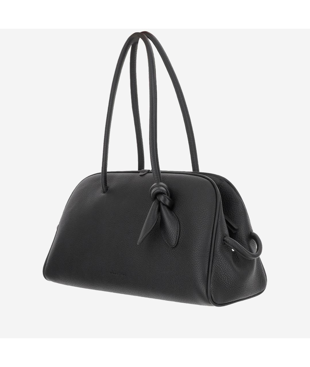 JACQUEMUS Черная кожаная сумка тоут, фото 2