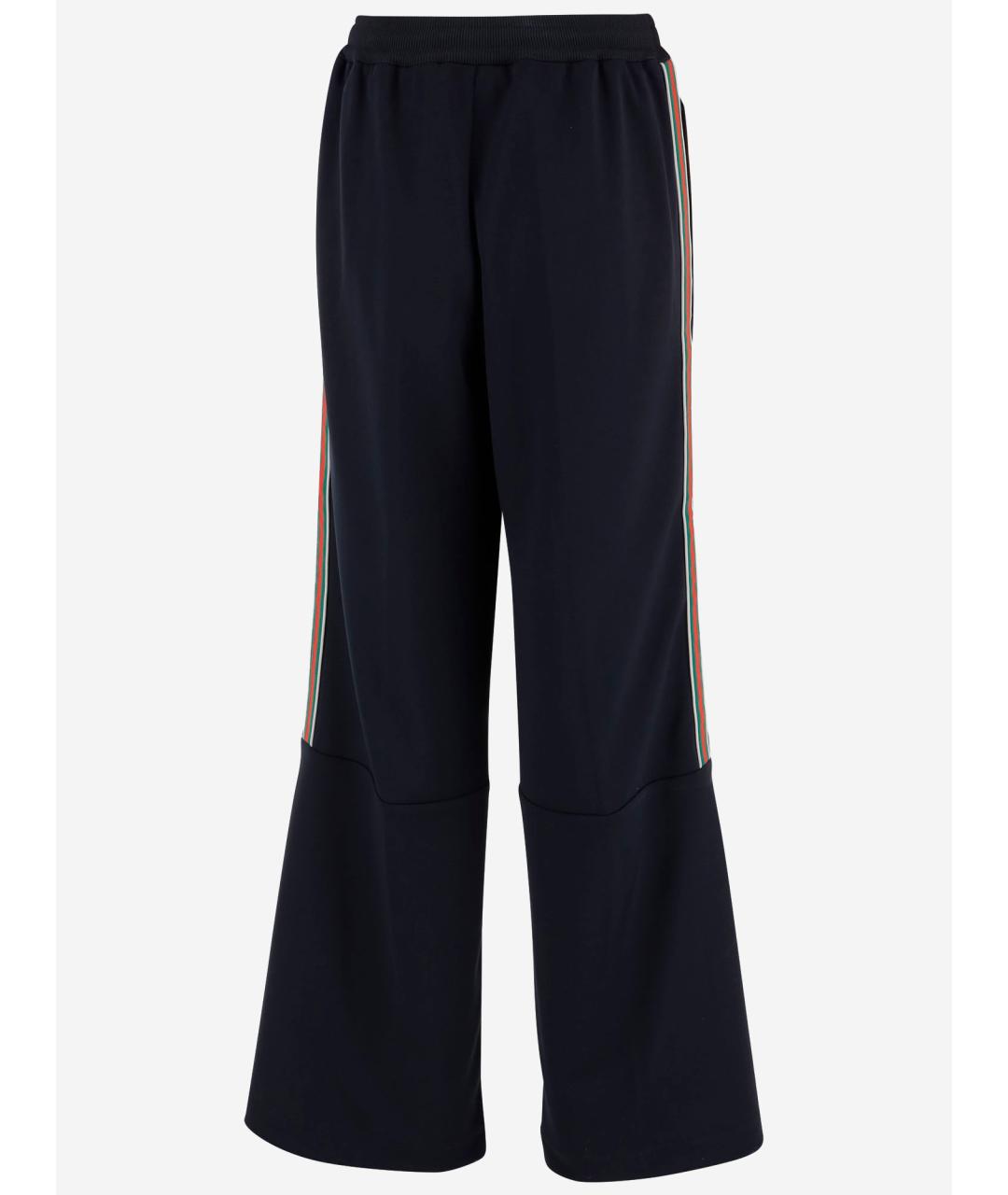 GUCCI Темно-синие полиэстеровые прямые брюки, фото 5