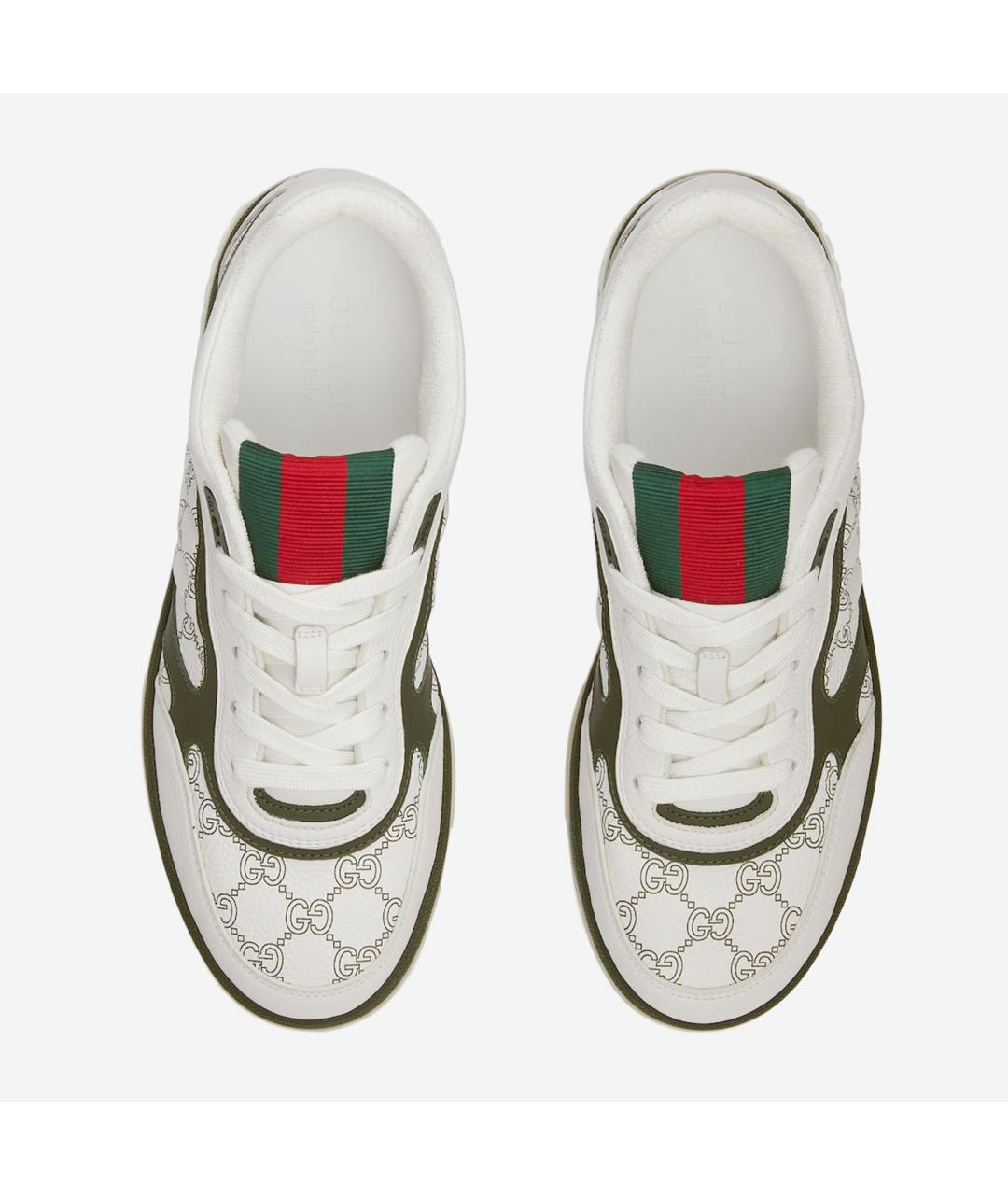 GUCCI Зеленые кожаные низкие кроссовки / кеды, фото 4