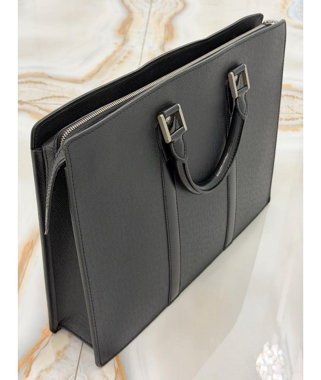 LOUIS VUITTON Черный кожаный портфель, фото 3