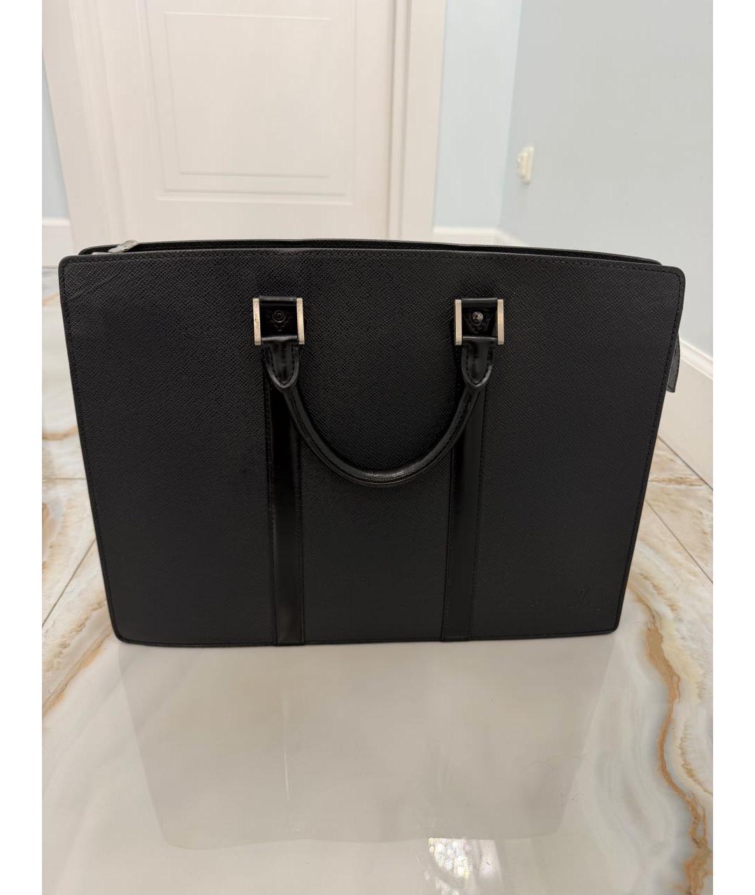 LOUIS VUITTON Черный кожаный портфель, фото 9