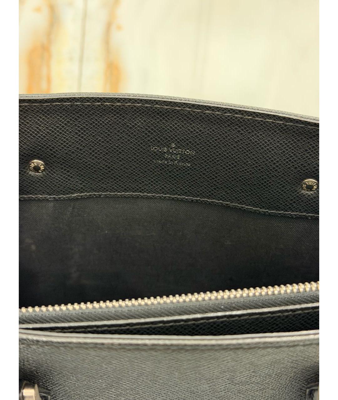 LOUIS VUITTON Черный кожаный портфель, фото 8
