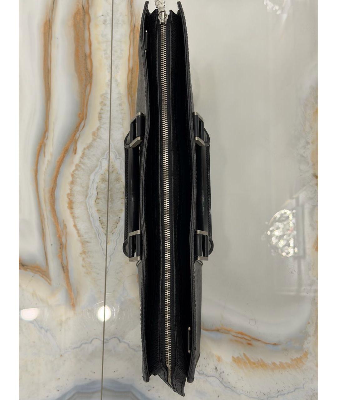 LOUIS VUITTON Черный кожаный портфель, фото 6