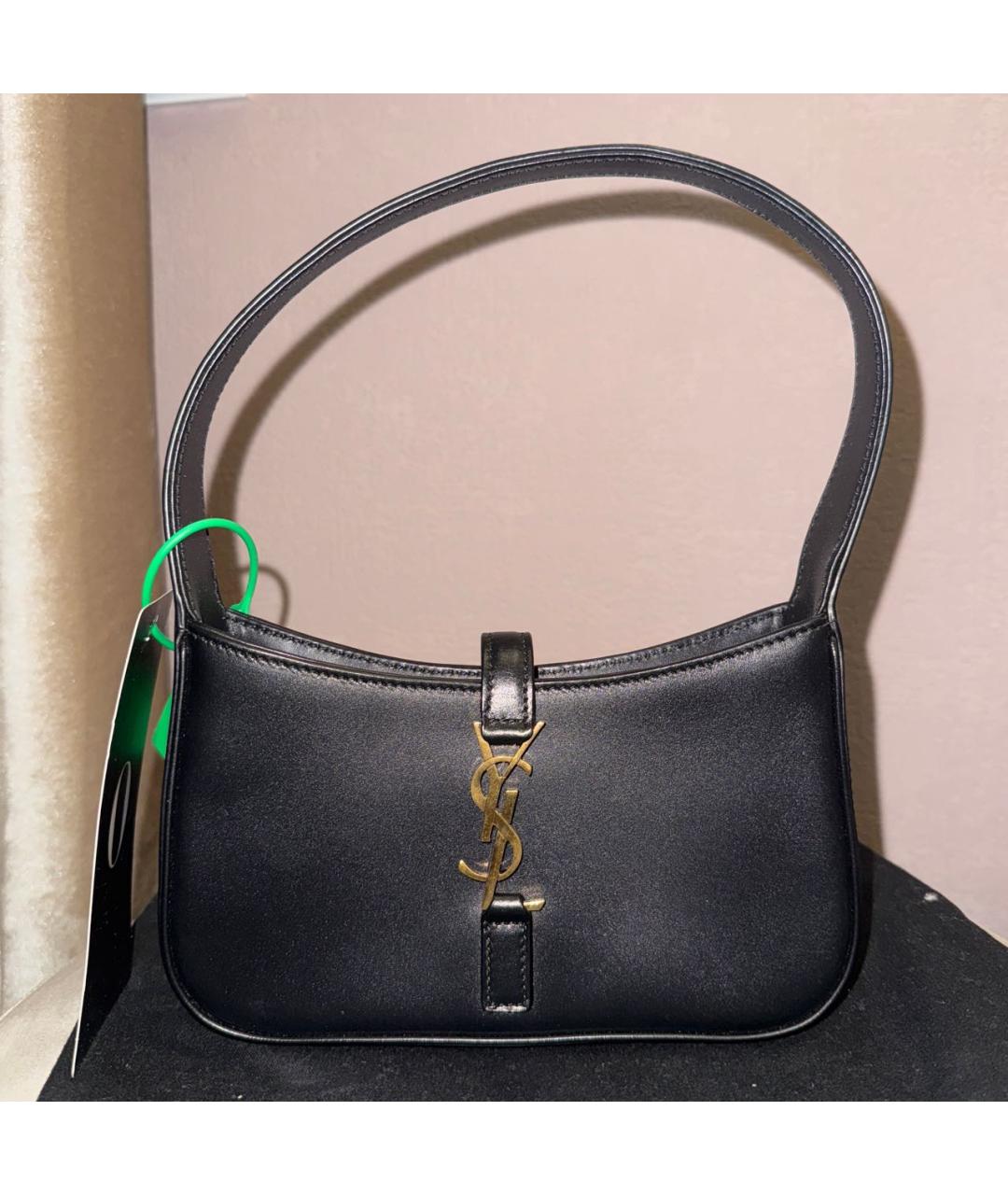 SAINT LAURENT Черная кожаная сумка с короткими ручками, фото 2