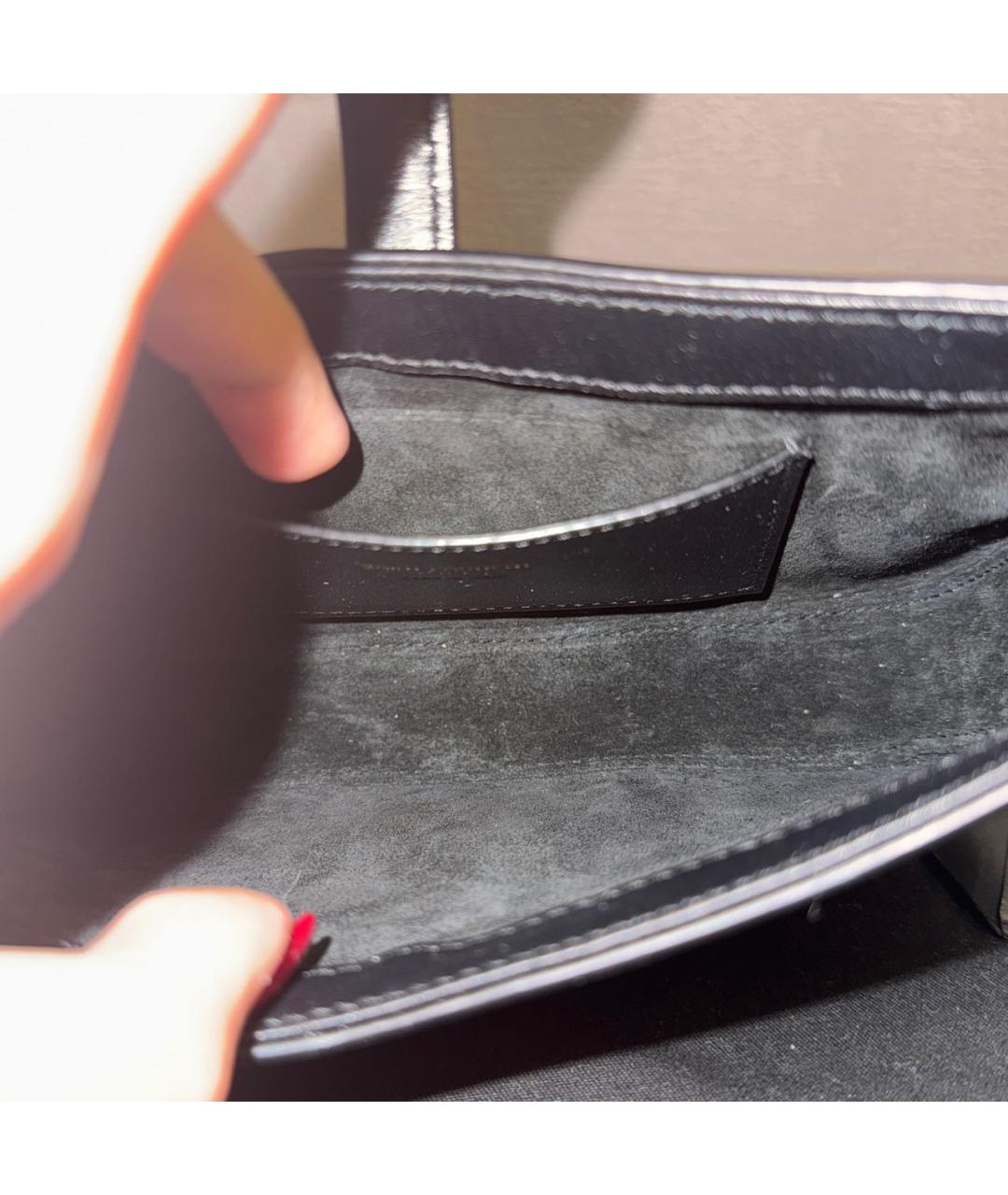 SAINT LAURENT Черная кожаная сумка с короткими ручками, фото 8