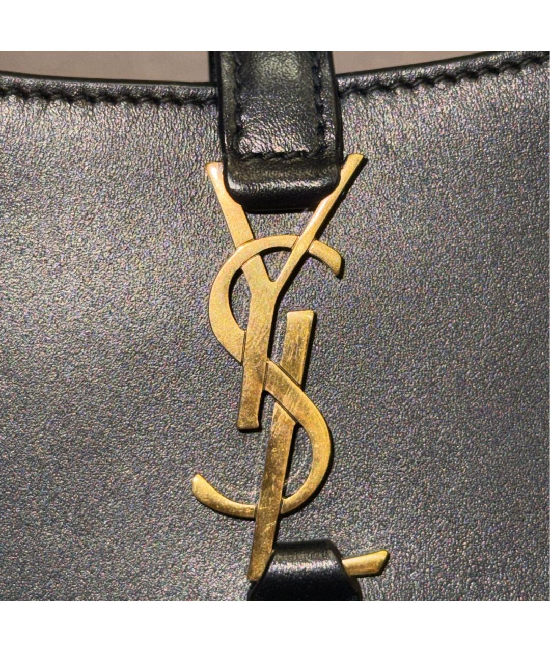 SAINT LAURENT Черная кожаная сумка с короткими ручками, фото 7