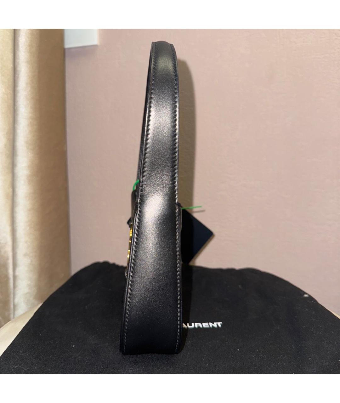 SAINT LAURENT Черная кожаная сумка с короткими ручками, фото 3