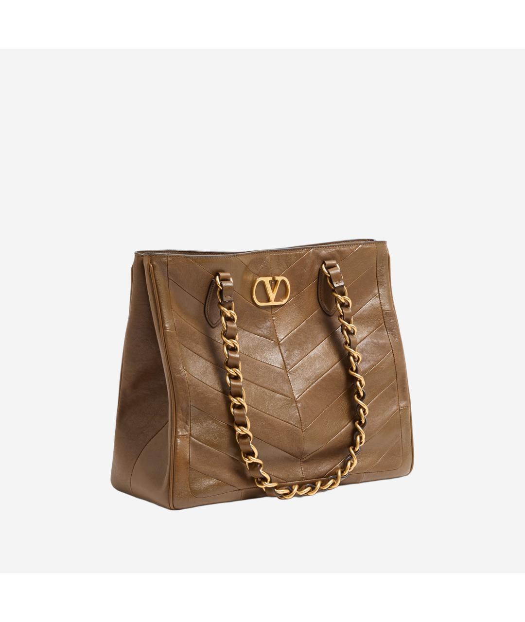 VALENTINO Коричневая кожаная сумка тоут, фото 2