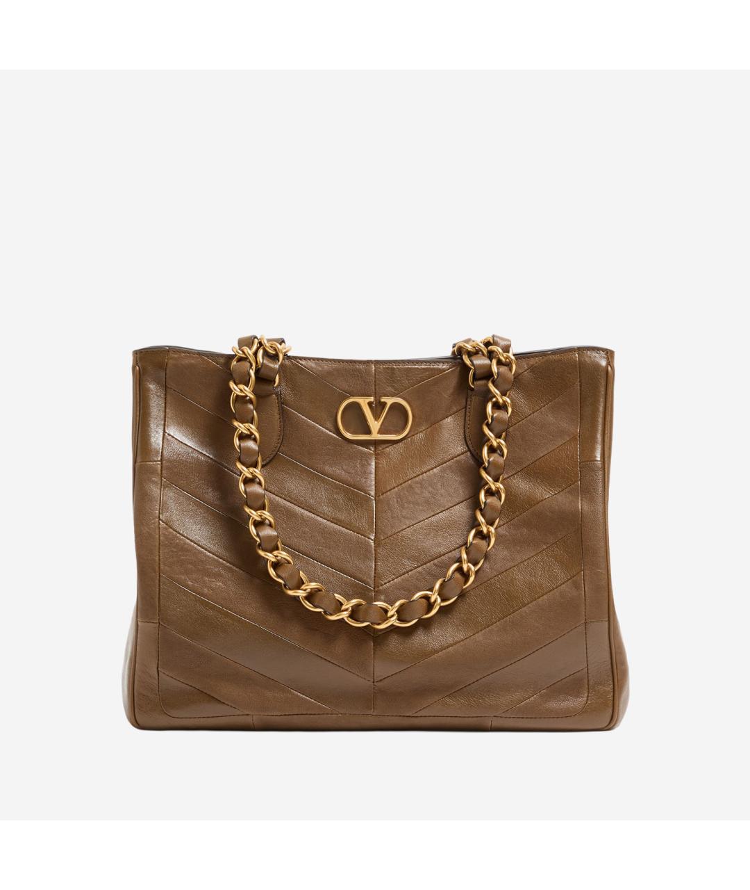 VALENTINO Коричневая кожаная сумка тоут, фото 5
