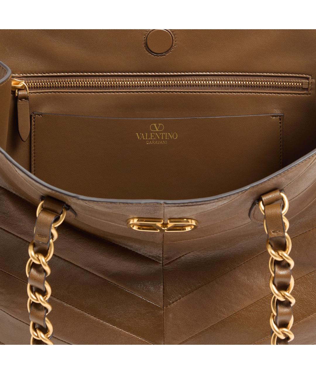 VALENTINO Коричневая кожаная сумка тоут, фото 4