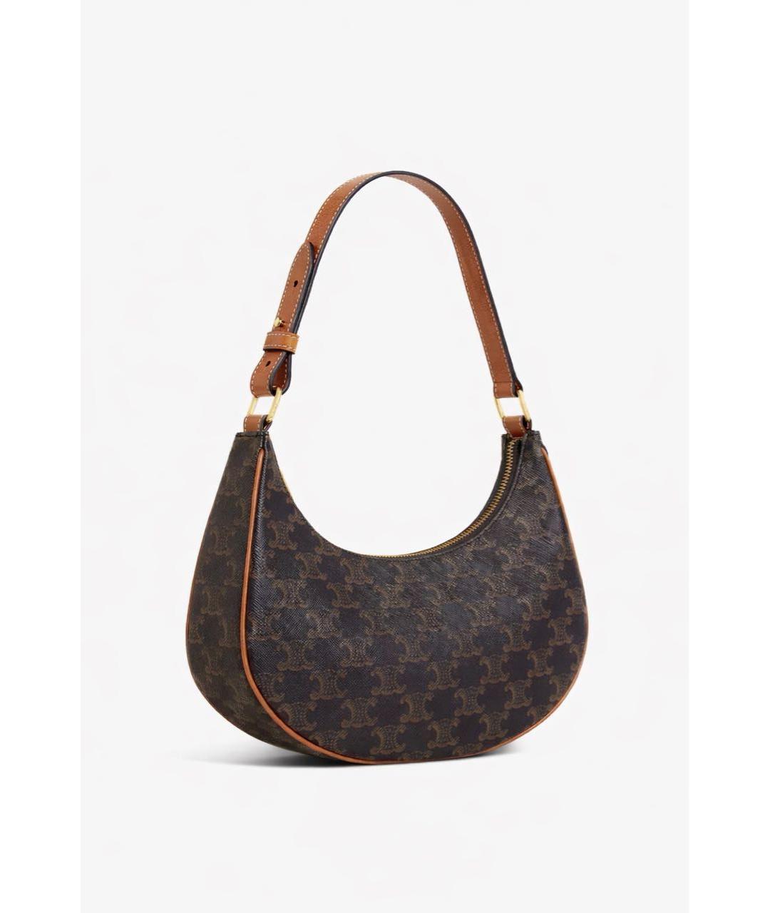 CELINE Коричневая кожаная сумка с короткими ручками, фото 2