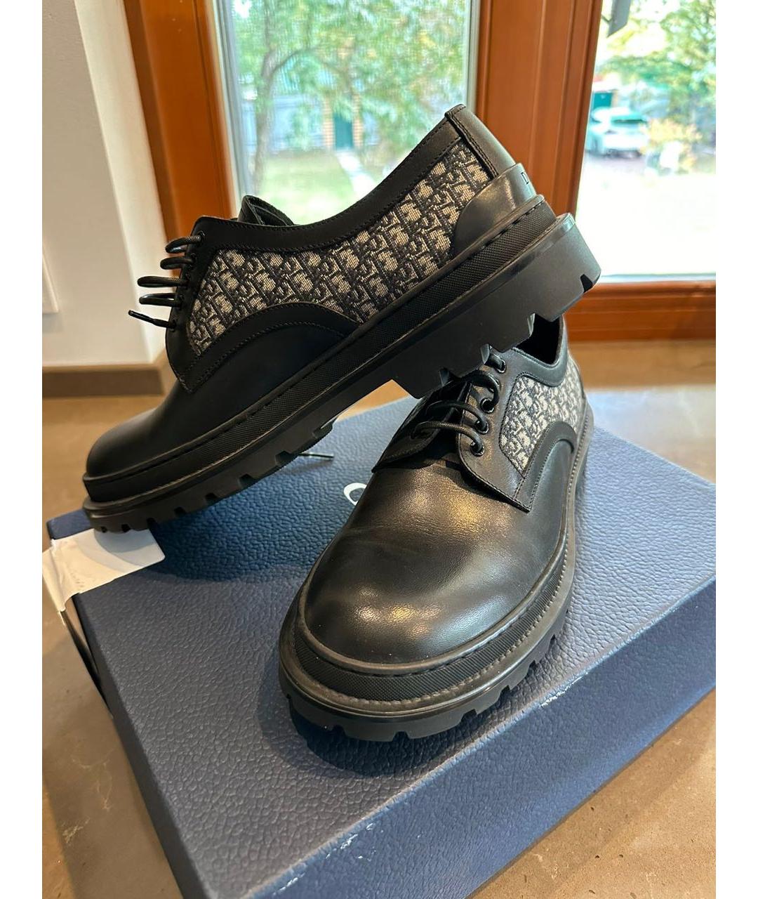 CHRISTIAN DIOR Черные кожаные низкие ботинки, фото 3