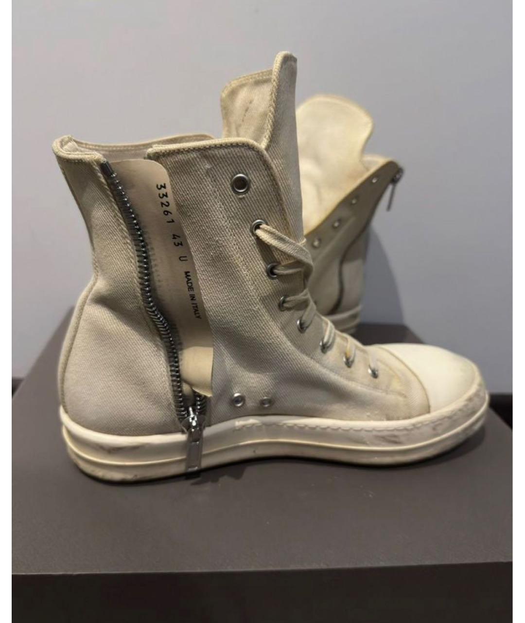 RICK OWENS DRKSHDW Бежевые высокие кроссовки / кеды, фото 3