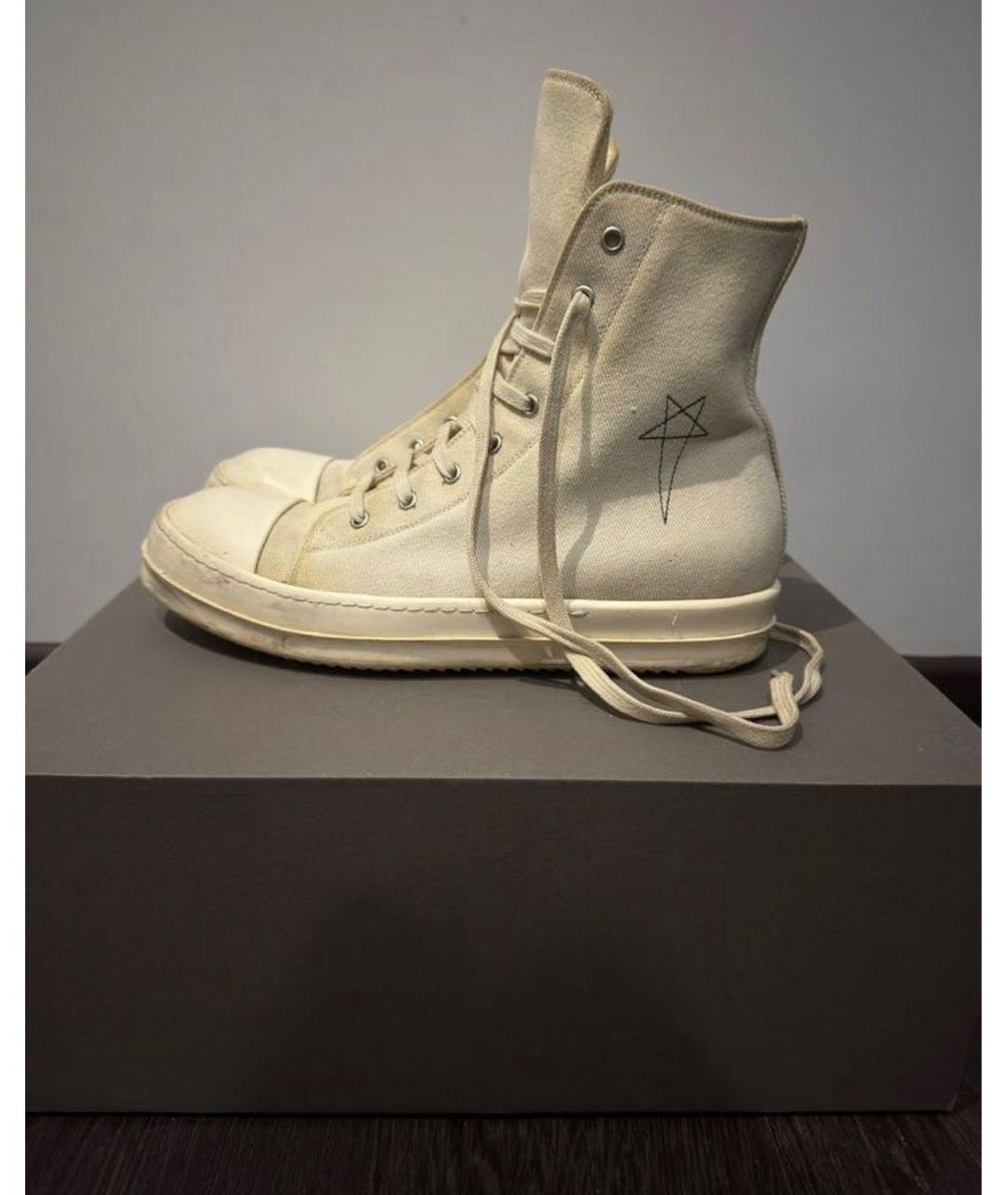 RICK OWENS DRKSHDW Бежевые высокие кроссовки / кеды, фото 5