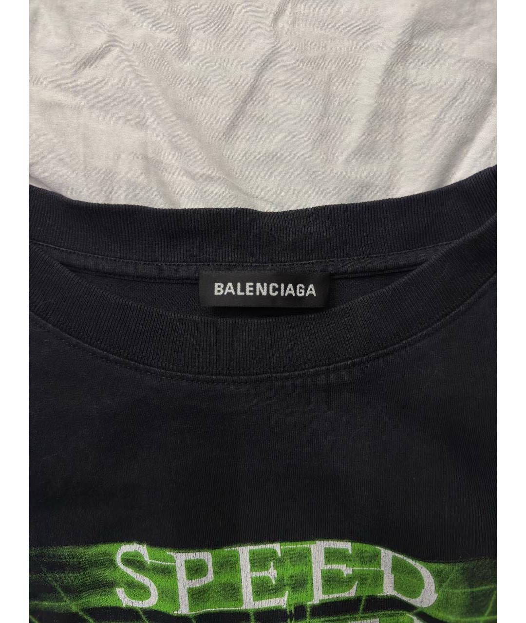 BALENCIAGA Черная хлопковая футболка, фото 3
