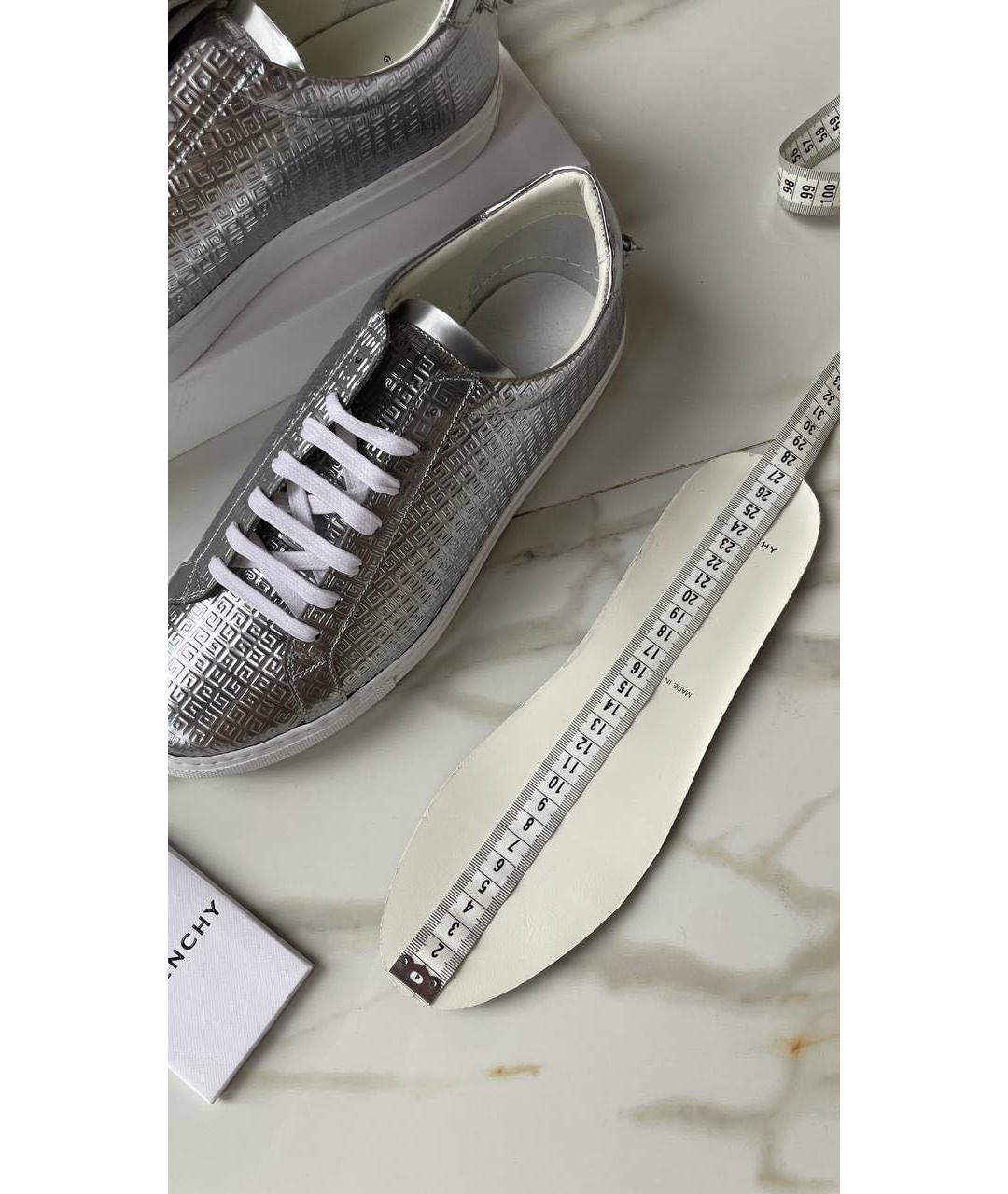 GIVENCHY Серебряные кожаные низкие кроссовки / кеды, фото 2