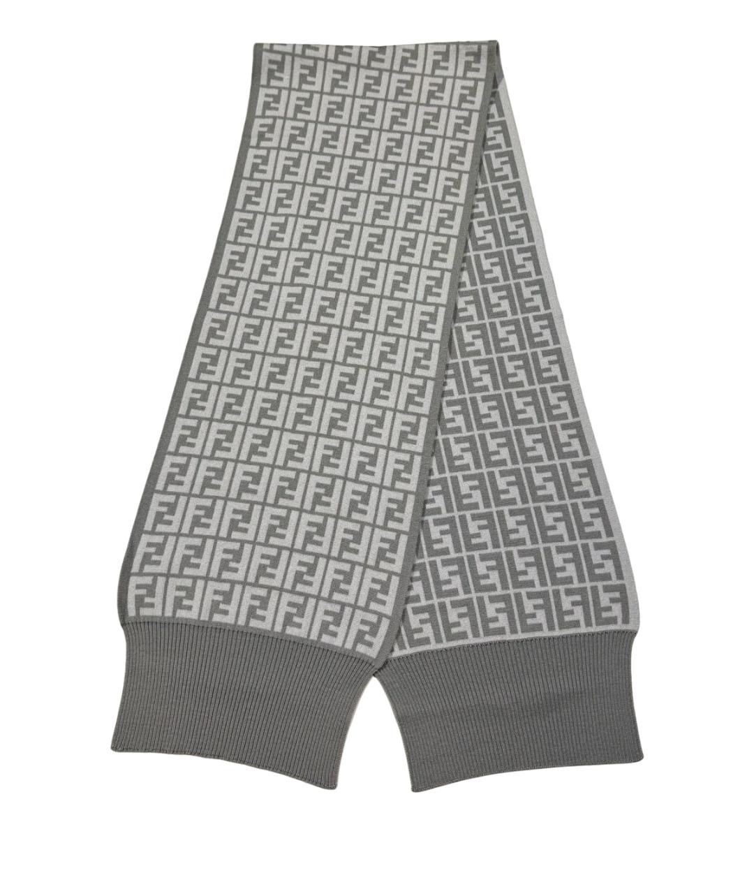 FENDI Серый шерстяной шарф, фото 1