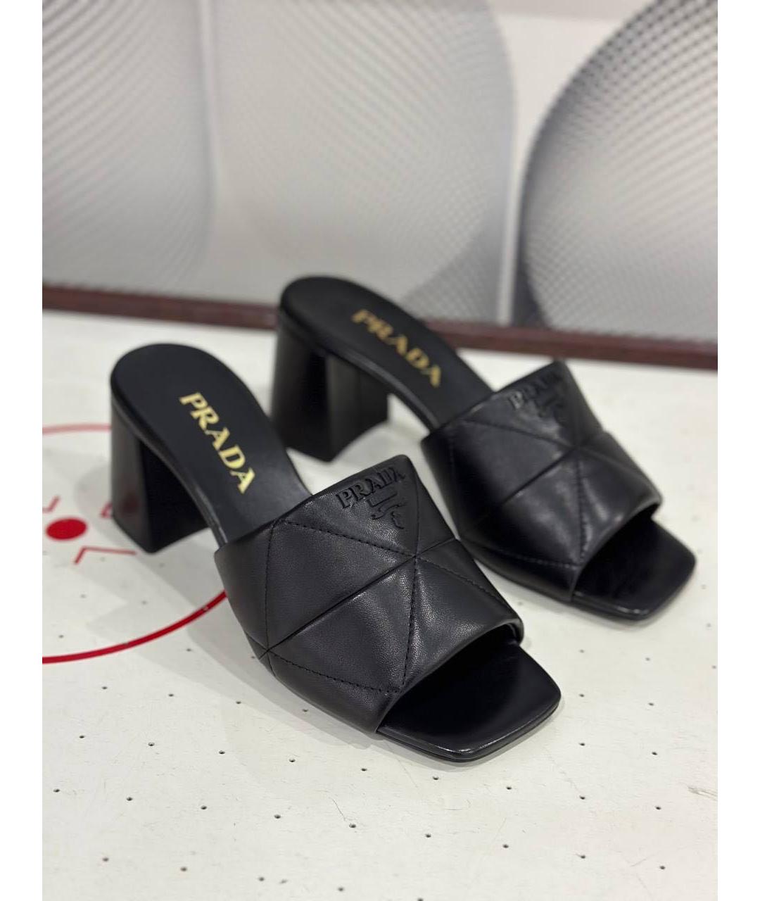 PRADA Черные кожаные мюли, фото 2