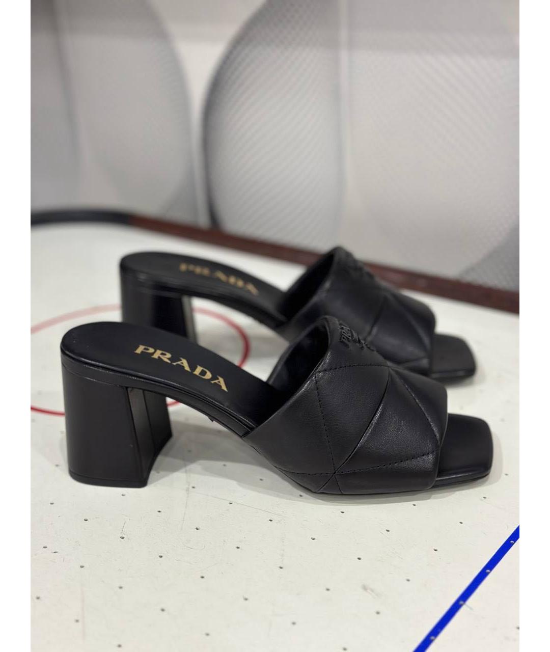 PRADA Черные кожаные мюли, фото 3