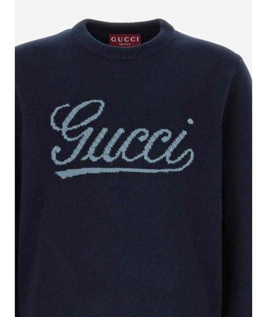GUCCI Синий шерстяной джемпер / свитер, фото 4