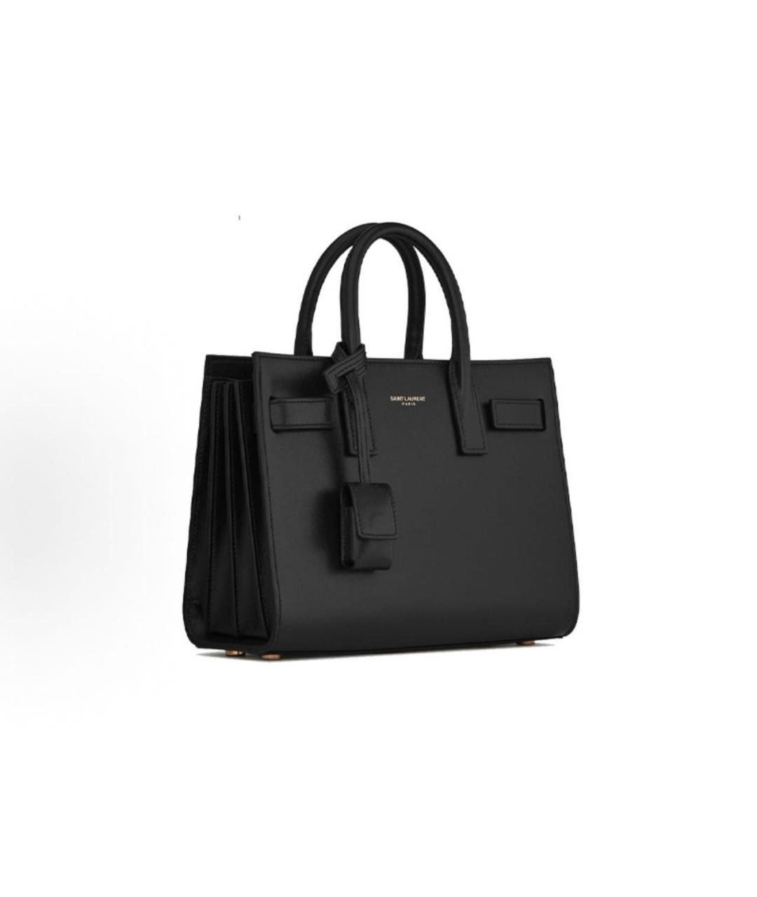 SAINT LAURENT Черная кожаная сумка тоут, фото 2