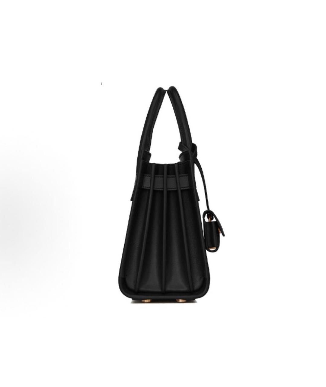 SAINT LAURENT Черная кожаная сумка тоут, фото 4