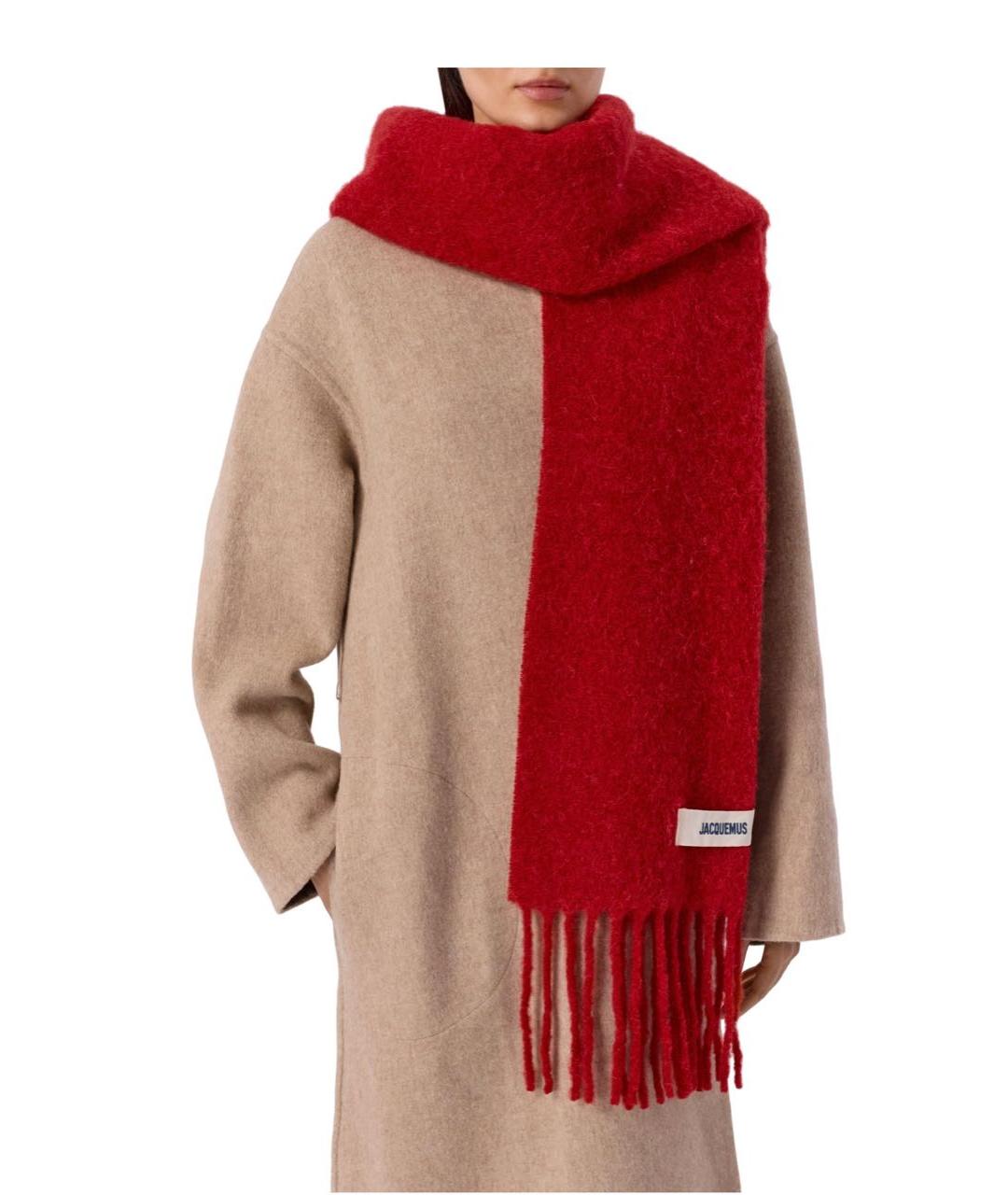 JACQUEMUS Красный шерстяной шарф, фото 4