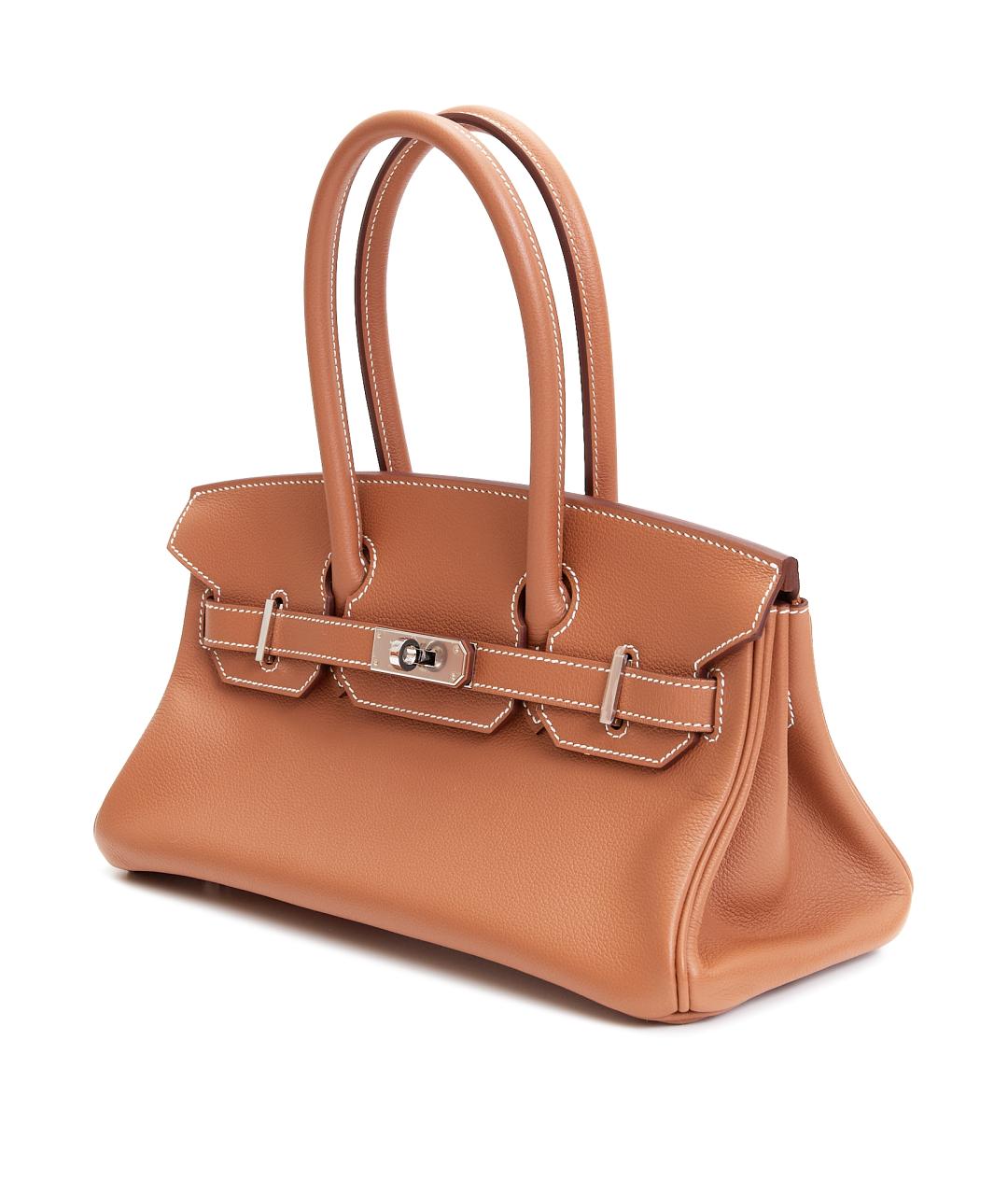 HERMES Коричневая кожаная сумка с короткими ручками, фото 2