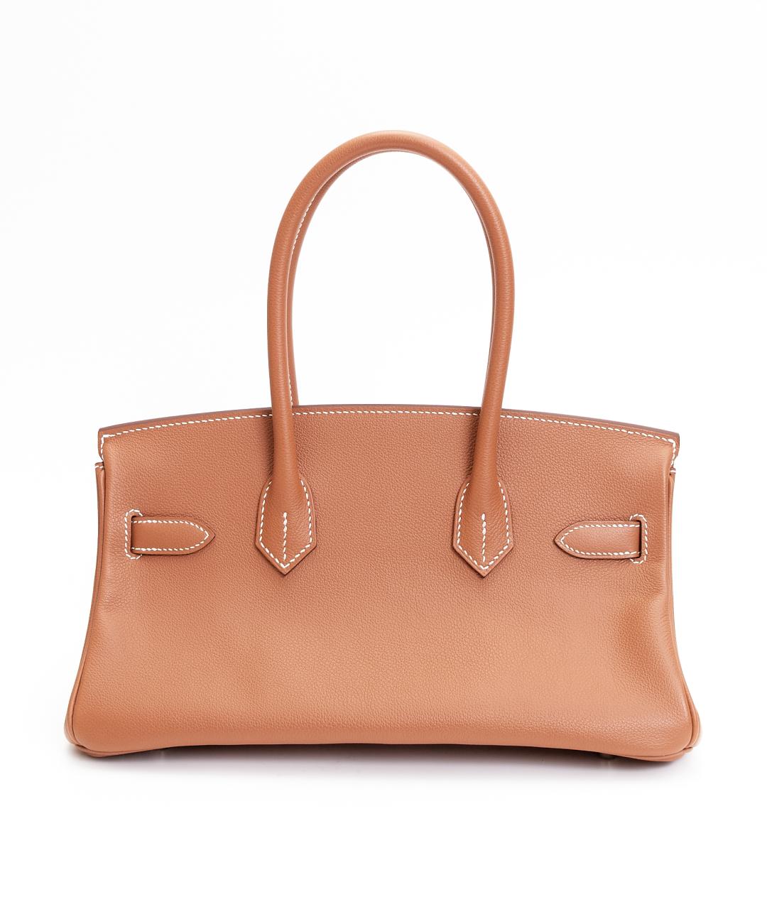 HERMES Коричневая кожаная сумка с короткими ручками, фото 6