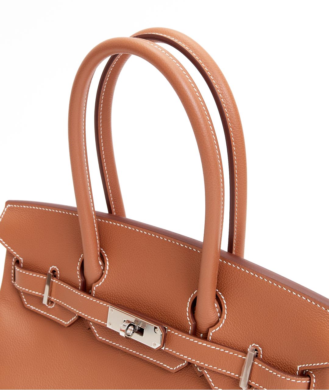 HERMES Коричневая кожаная сумка с короткими ручками, фото 5