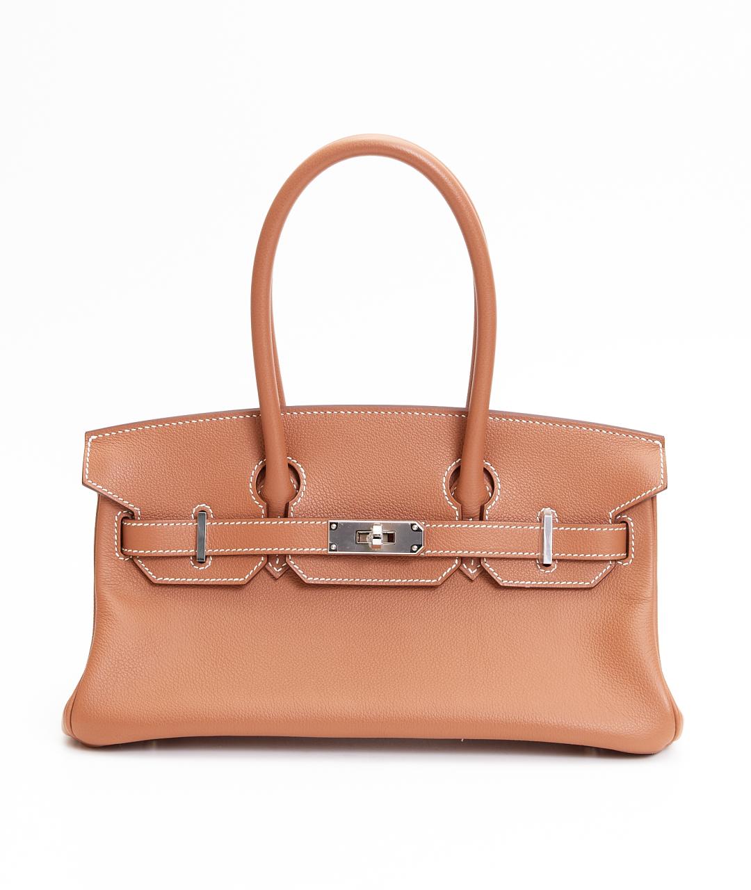 HERMES Коричневая кожаная сумка с короткими ручками, фото 1