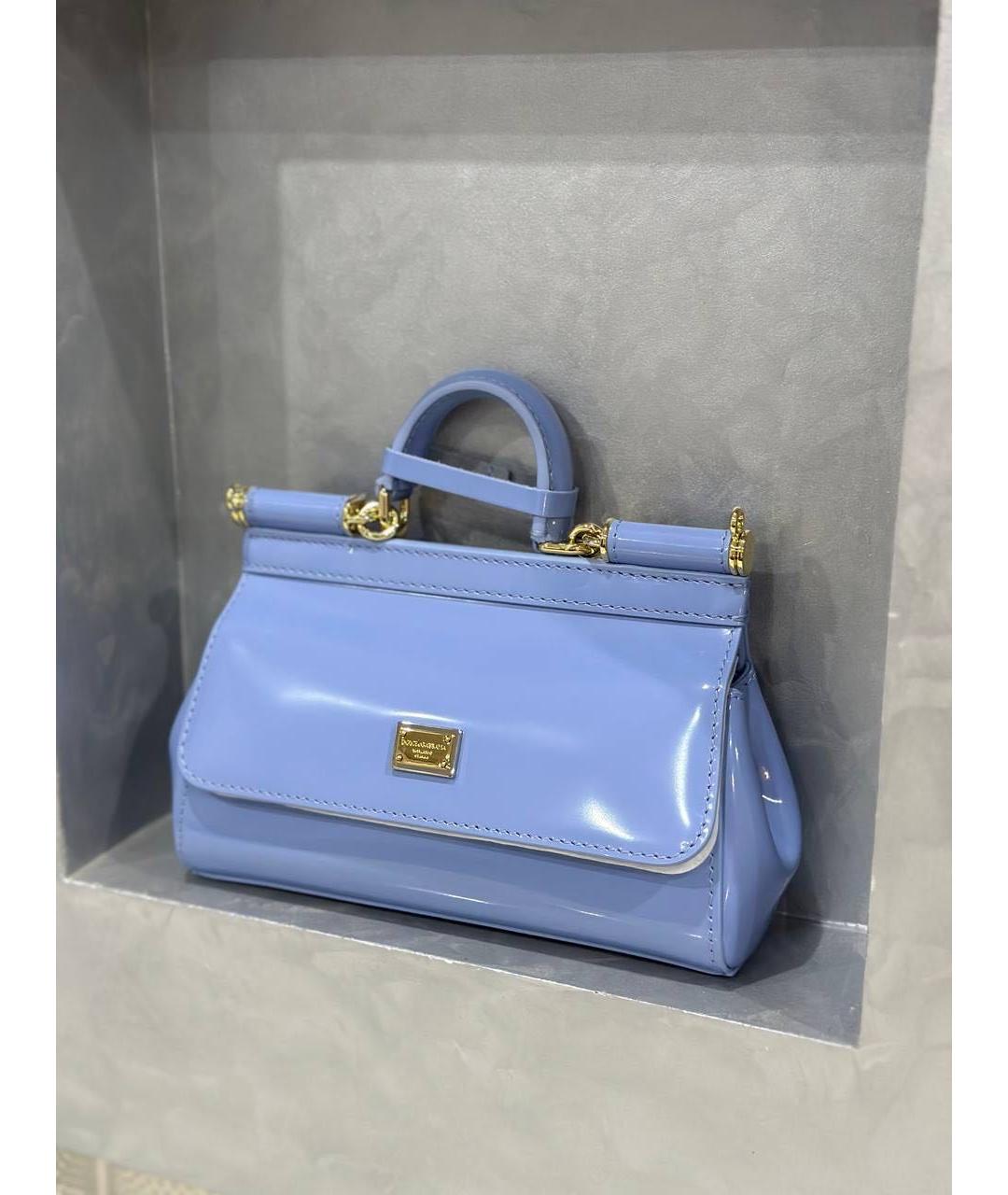 DOLCE&GABBANA Голубая сумка через плечо из лакированной кожи, фото 2