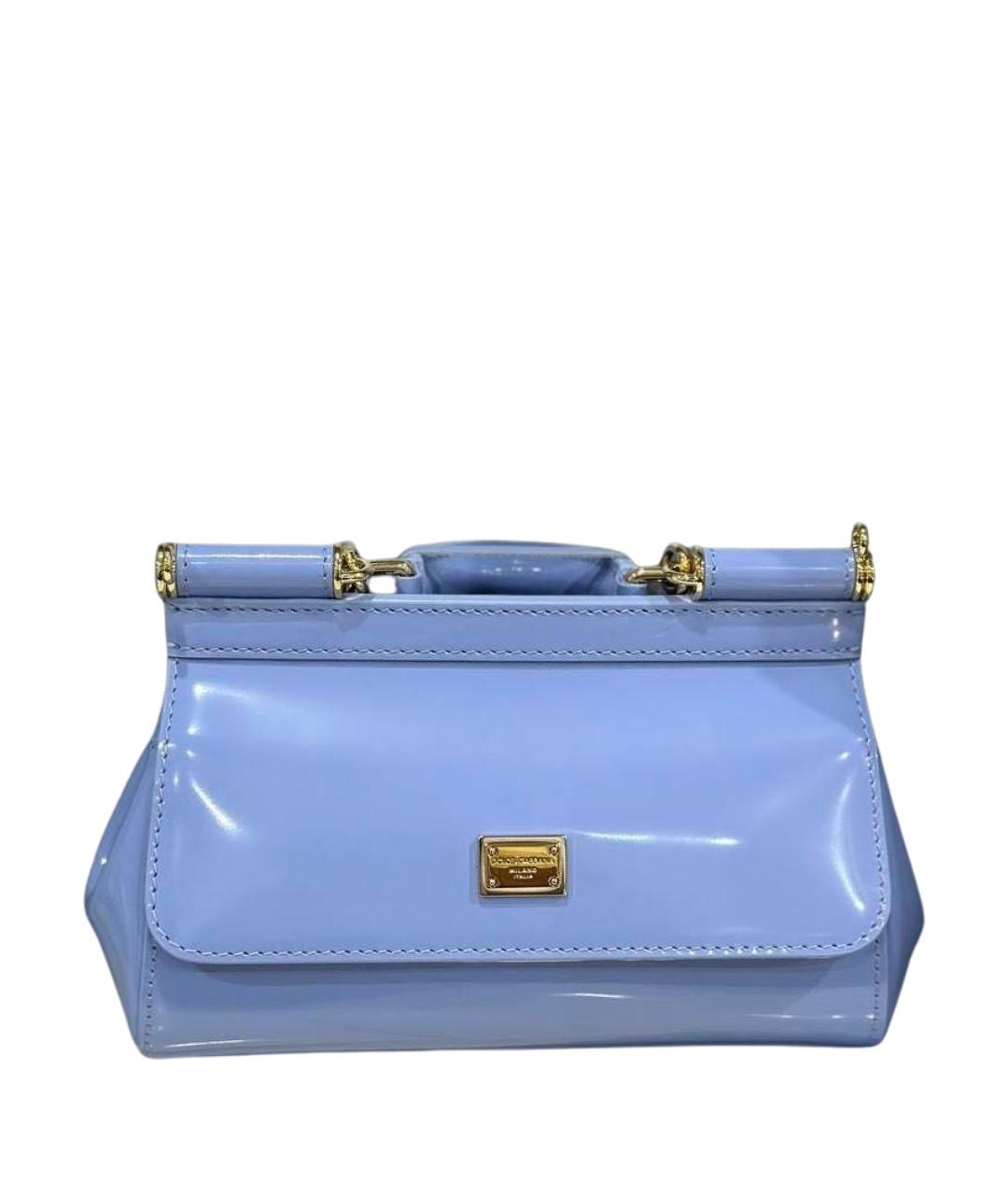 DOLCE&GABBANA Голубая сумка через плечо из лакированной кожи, фото 1