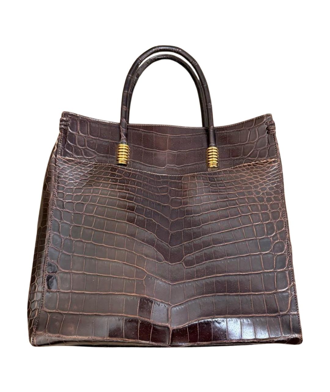 ZILLI Коричневая сумка тоут из экзотической кожи, фото 1