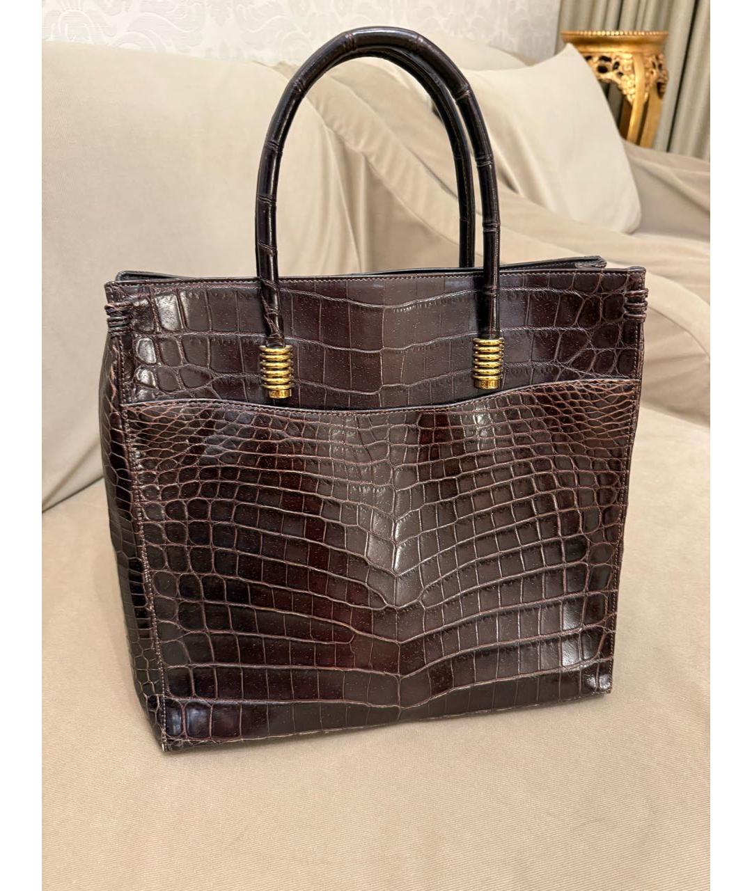 ZILLI Коричневая сумка тоут из экзотической кожи, фото 2